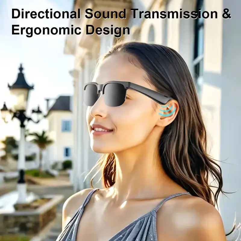 Smart Glasses with Wireless HIFI Headphones, Dual Speaker, Touch Control, Rechargeable Lithium Battery Cartmenow