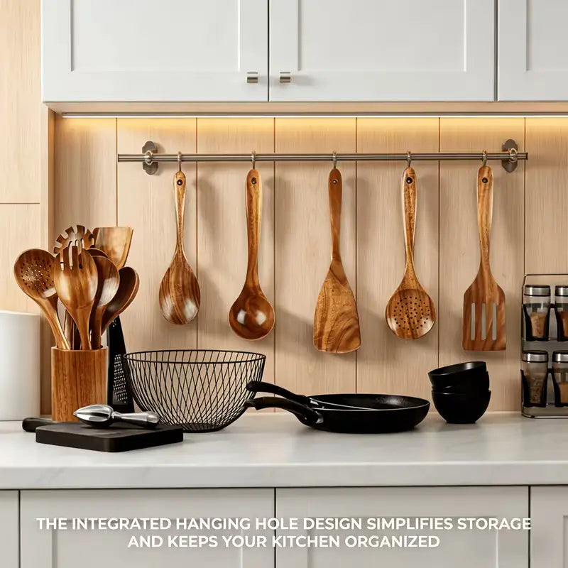 10/4-Piece Wooden Kitchen Utensil Set, Natural Wooden Spoons – Premium Kitchen Tools Cartmenow