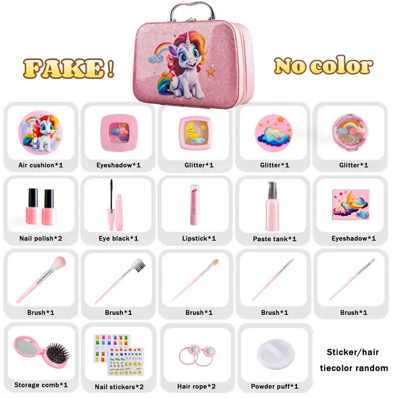 15/16/22pcs Unicorn Mermaid Tail Cosmetic Set, Non-Applicable, Chemical-Free, Pretend Play Gift for Boys and Girls Cartmenow