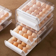 Stackable Egg Holder for Fridge,32 Grid Egg Storage Drawer Box,