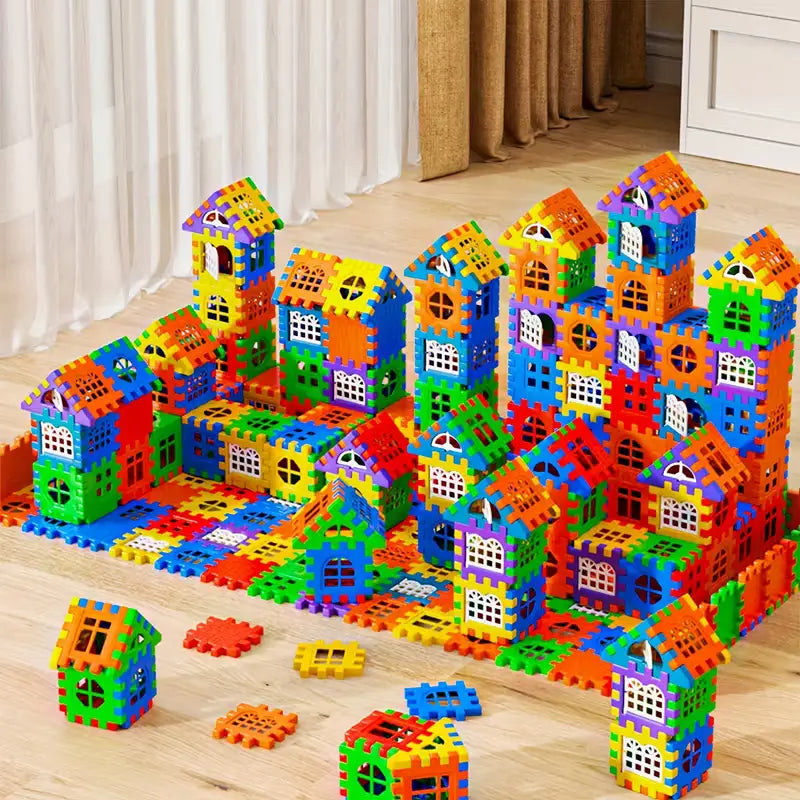 Colorful Large House Building Blocks, Window Design Toys, Creative Large House Building Block Toys Cartmenow