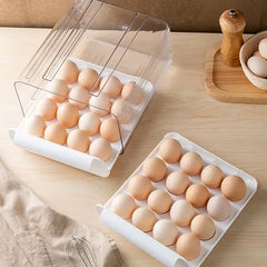 Stackable Egg Holder for Fridge,32 Grid Egg Storage Drawer Box,