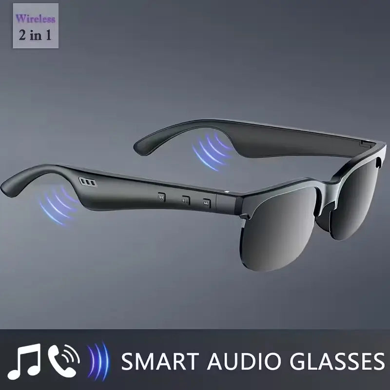 Smart Glasses with Wireless HIFI Headphones, Dual Speaker, Touch Control, Rechargeable Lithium Battery Cartmenow