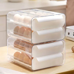 Stackable Egg Holder for Fridge,32 Grid Egg Storage Drawer Box,
