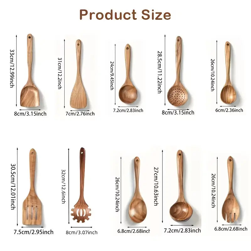 10/4-Piece Wooden Kitchen Utensil Set, Natural Wooden Spoons – Premium Kitchen Tools Cartmenow