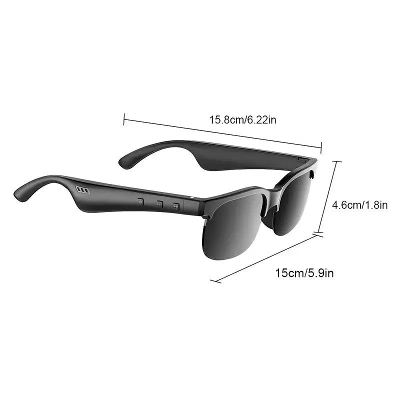 Smart Glasses with Wireless HIFI Headphones, Dual Speaker, Touch Control, Rechargeable Lithium Battery Cartmenow